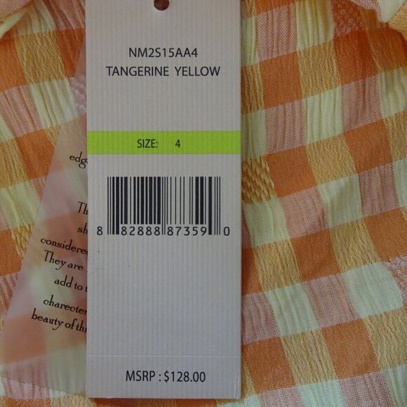 Nanette Lepore Gingham Check Dress Women's Size 4 Orange Yellow Cottagecore - Picture 7 of 8